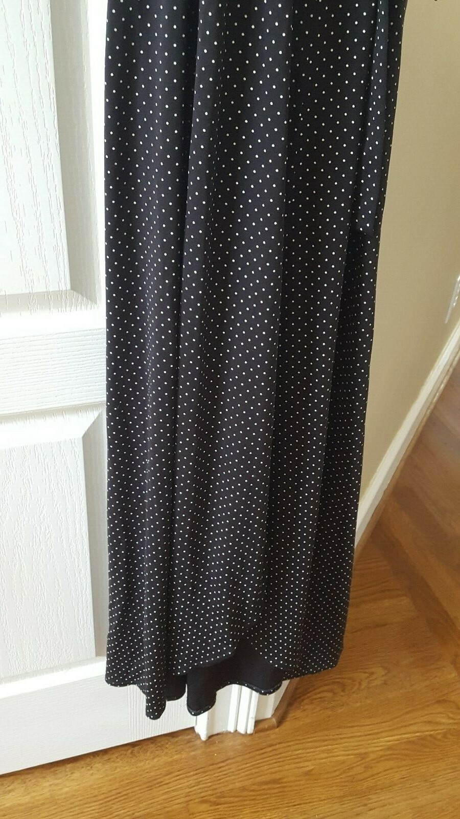 Vtg Terri Juniors California Simply Elegant Black Polka dot Wrap Around Dress