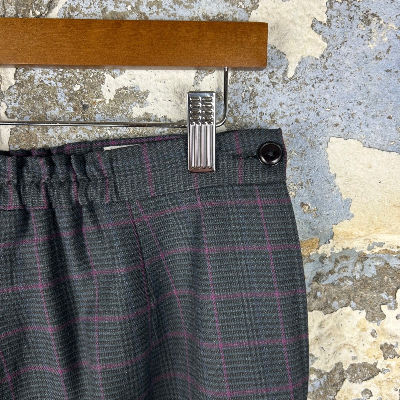 EHWOODS Vintage Glen Plaid Pencil Skirt Gray Purple Tartan High Waisted Academia