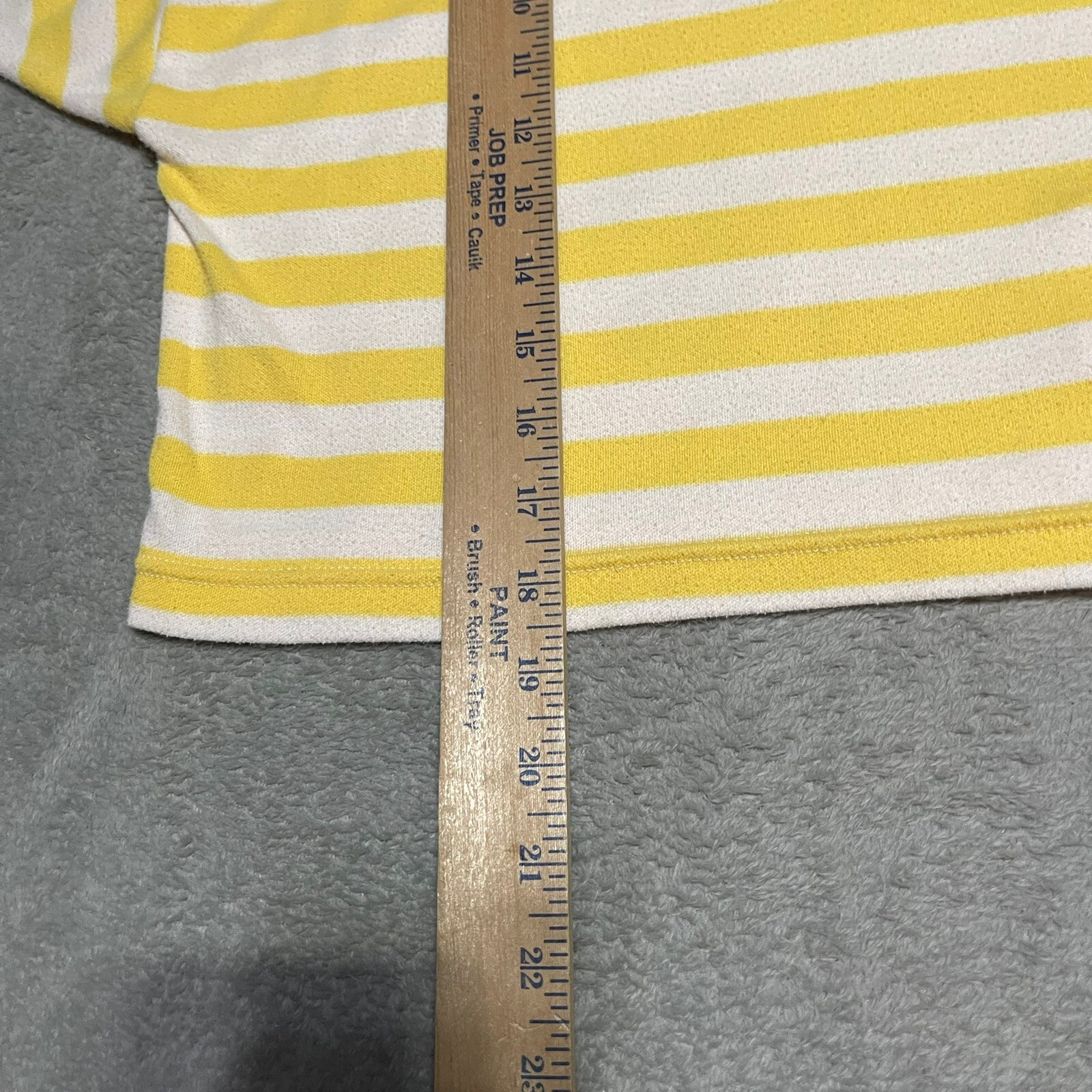 Vintage Beldoch Popper Shirt Womens Large Yellow White Striped Short Sleeve Crop