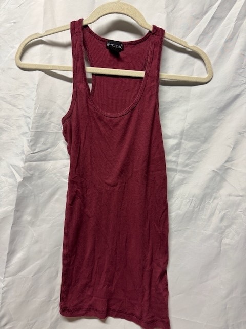 Vtg 90s WET SEAL L Burgundy Cotton Tank Top Y2K Good Condition