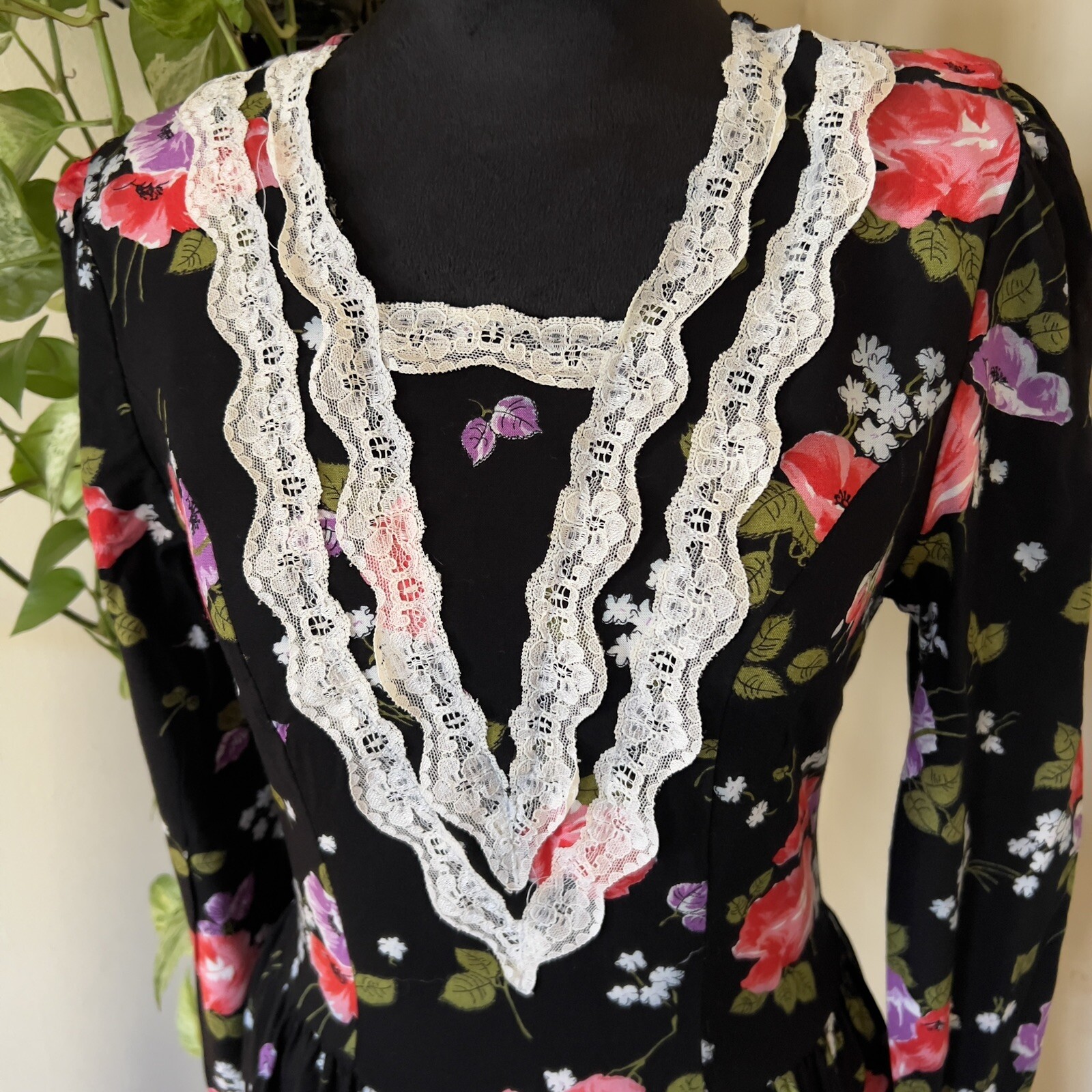 Vtg 80s Blondie And Me USA Lace Bin Floral Dress – Size 7/8