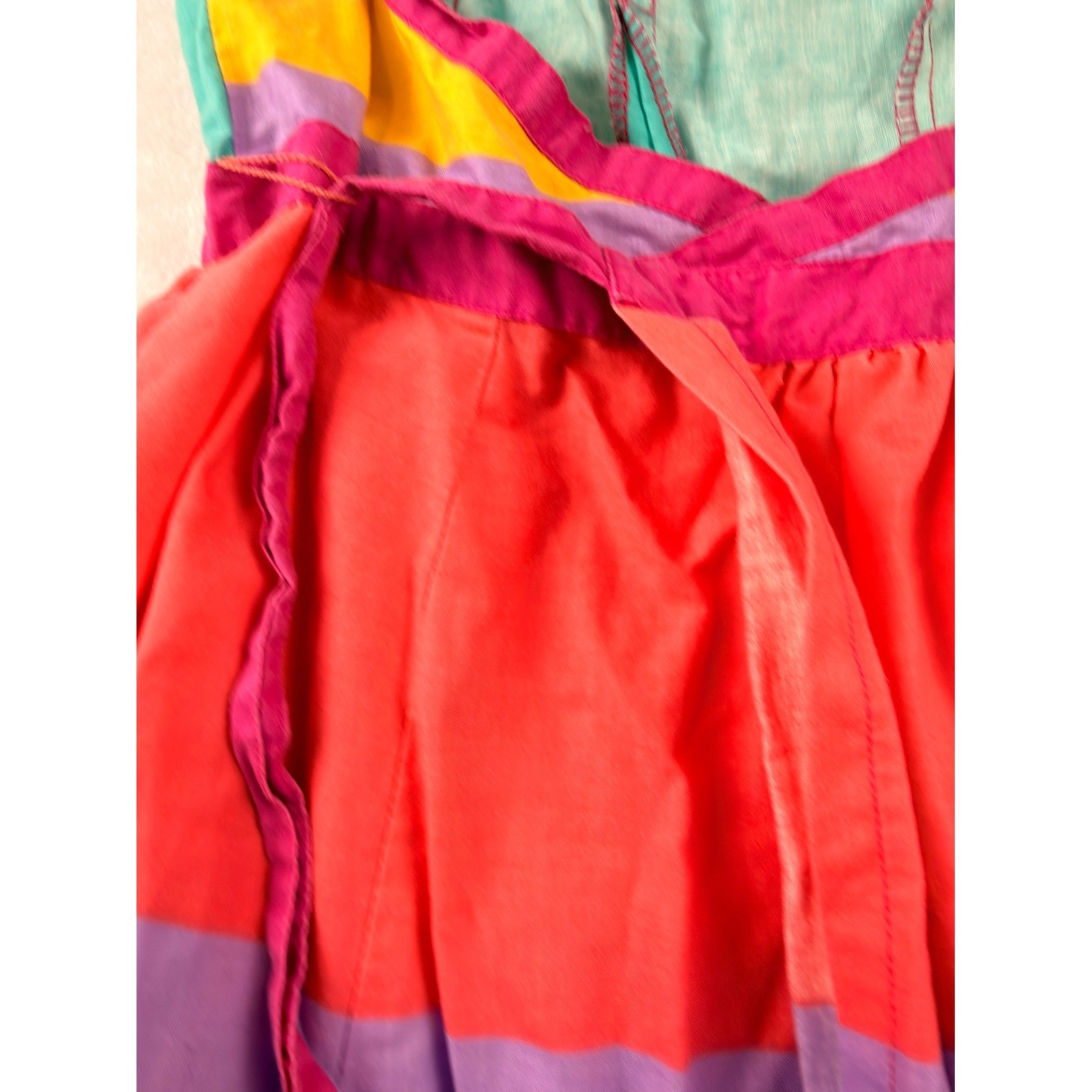 RARE FIND Vintage 70s Foxy Lady San Francisco Stripe Wrap Sun Dress Pockets