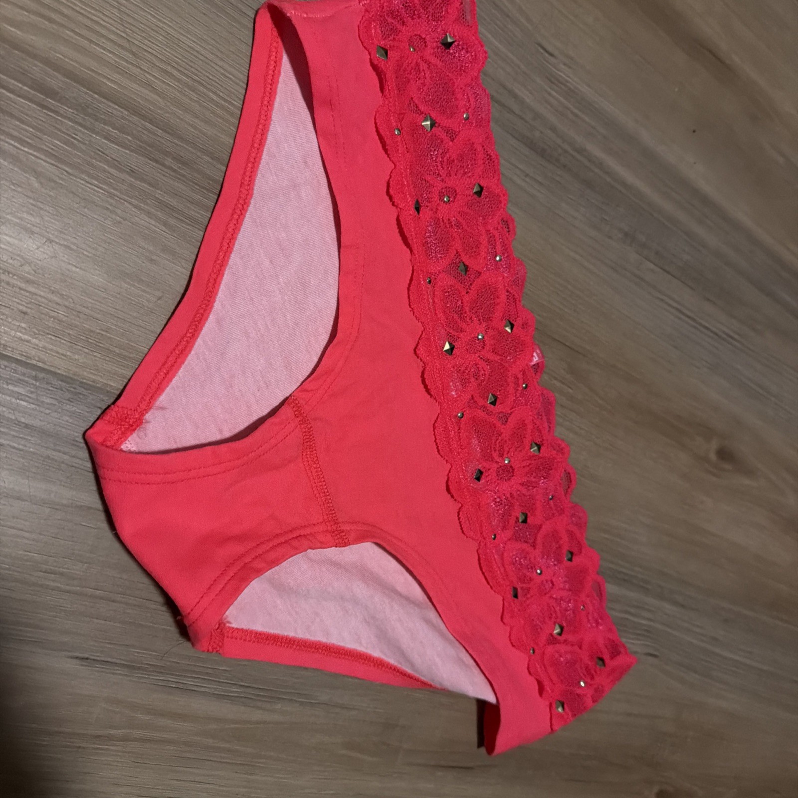 Vintage PINK Victoria’s Secret Panties Extra Low Rise Hipster 2014 Lace Bling S