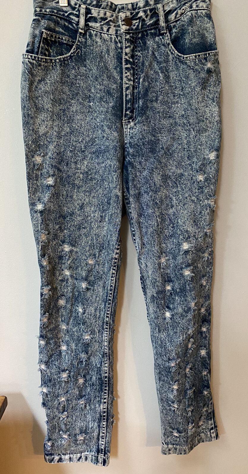 Jean St Tropez Acid Washed High Waisted Mom Jeans Destroyed Vintage USA