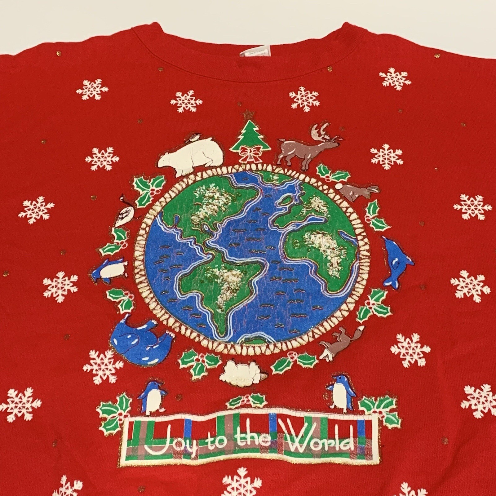 VTG Christmas Sweatshirt Joy To The World Women’s Size Large Holiday Time