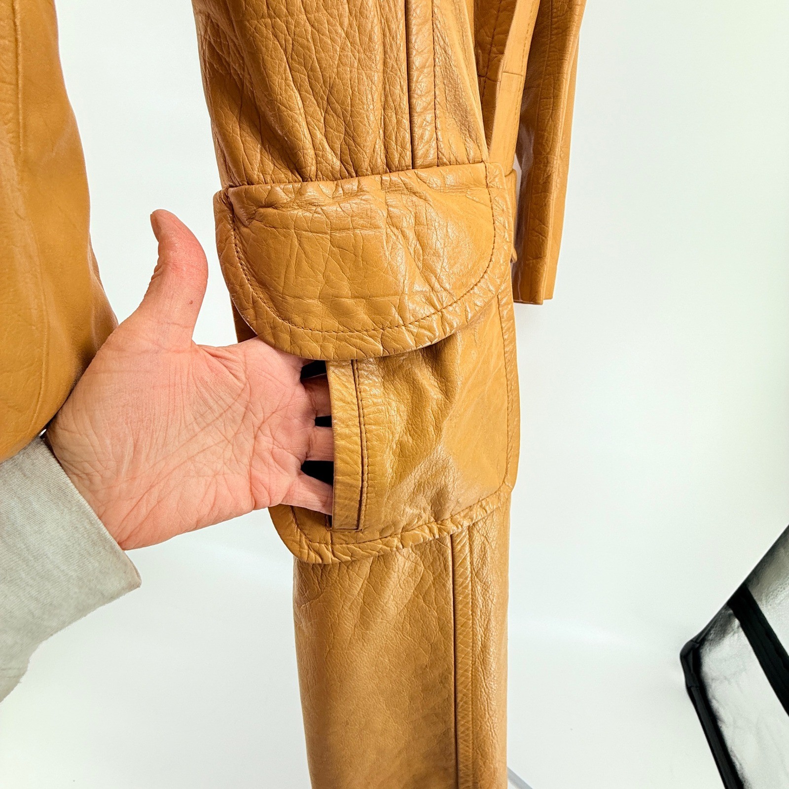The Tannery Montgomery Ward Vintage Mustard Yellow Leather Trench Coat *read*