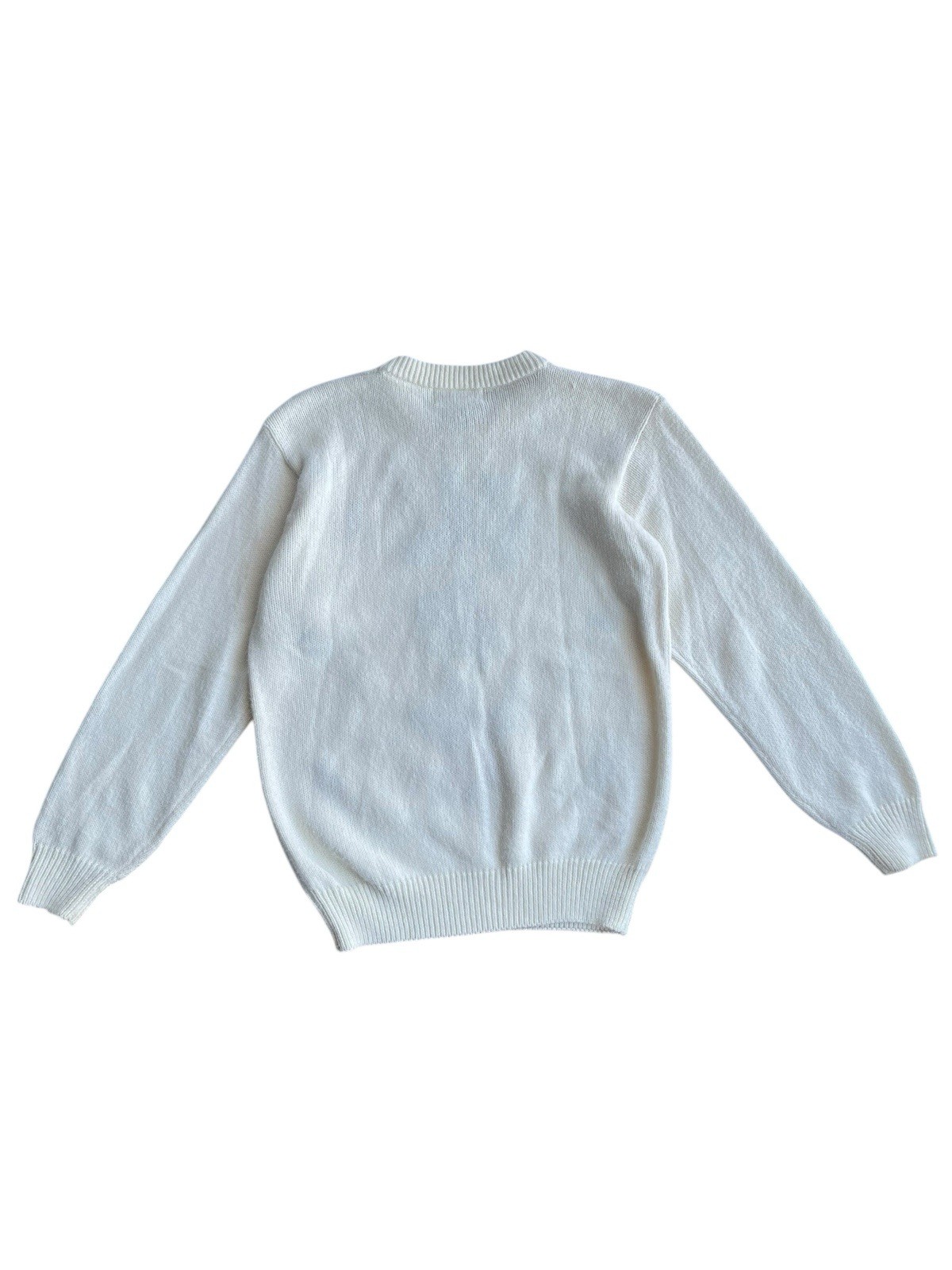 Alfred Dunner Women’s Soft Cream Pullover Sweater Rose Embroidery Floral Small
