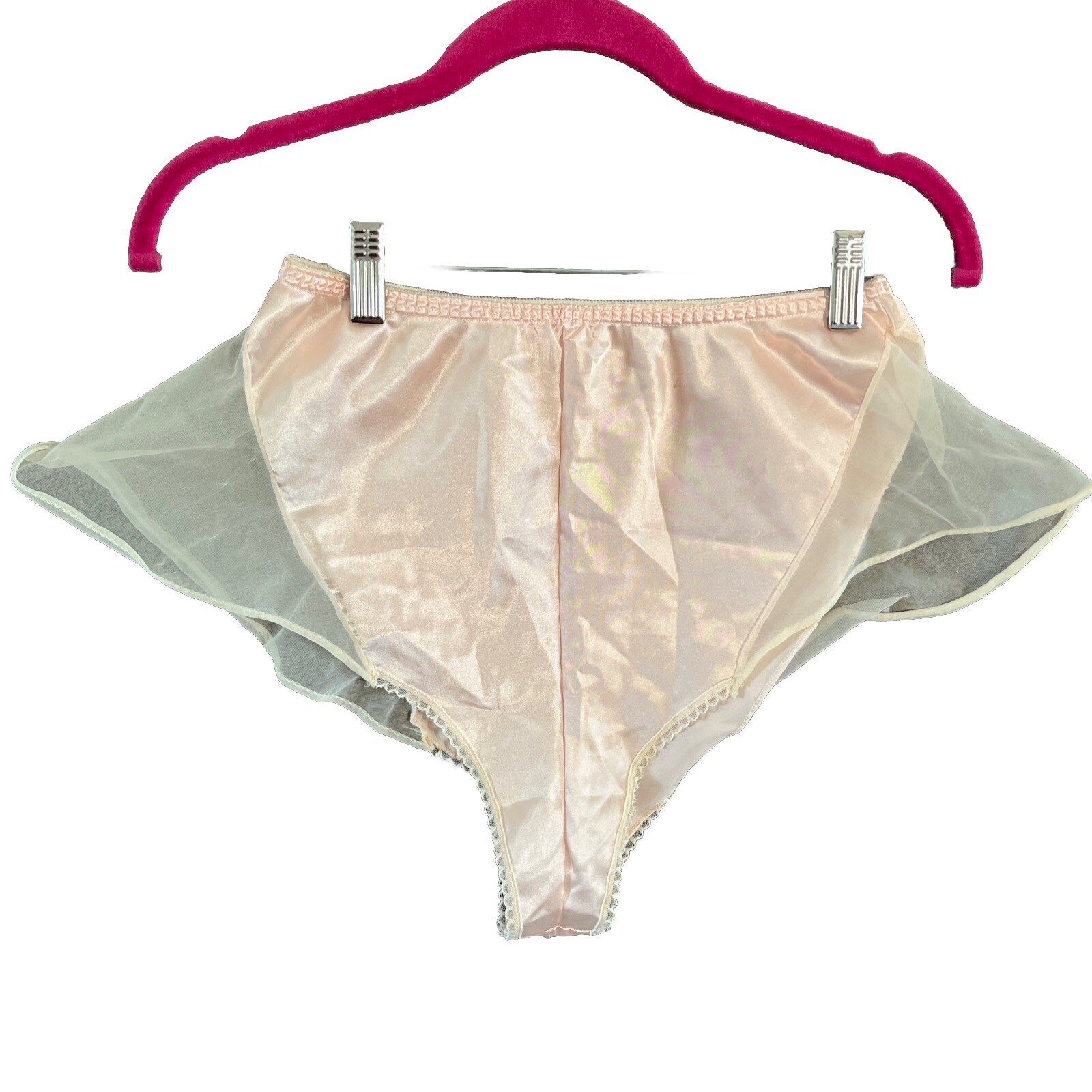 Kaydette Panties Womens Medium Vintage Pink Satin Sheer Side Panels USA Sissy