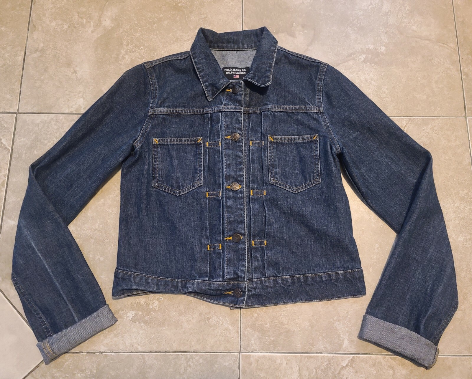 VTG Ralph Lauren Polo Denim Jean Jacket Coat Type 2 Pleated Cuffed Womens M