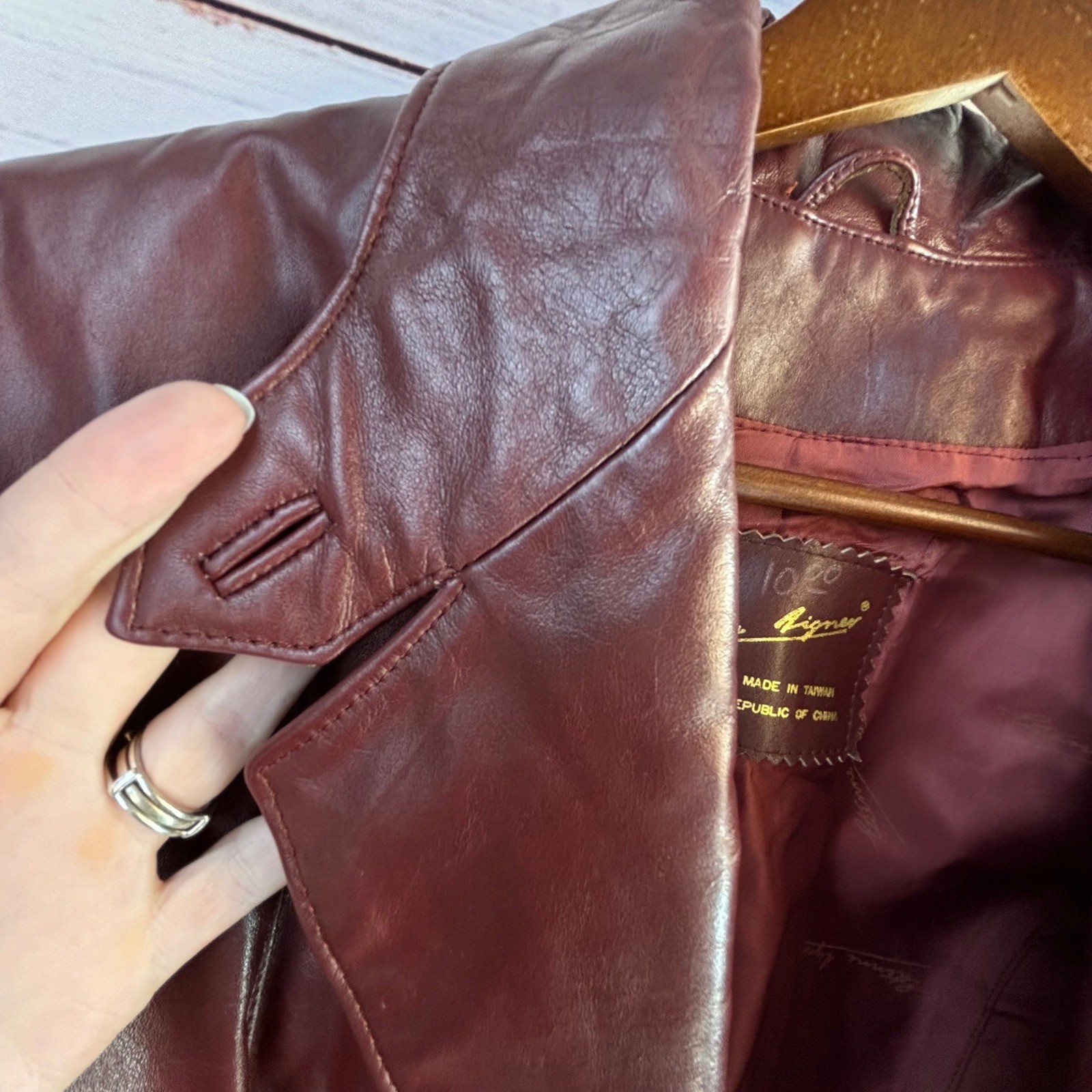 Vtg Dark Academia Equestrian Leather Blazer Etienne Aigner 12 Burgundy Oxblood