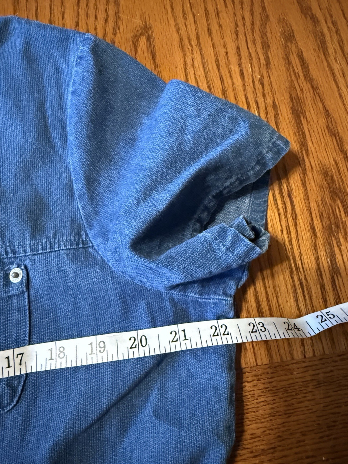Vtg 90s Tradwife Traditional Faded Glory Button Down Denim Dress Sz 14 Ribbed