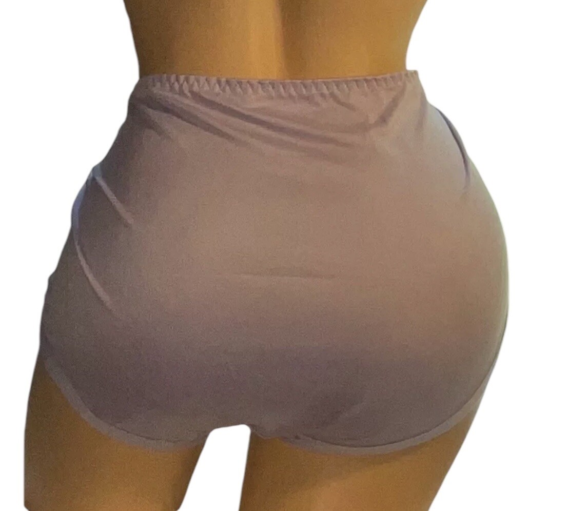 Purple Nylon High Waisted Embroidery Lace Inset Panties Womens 5XL NOS