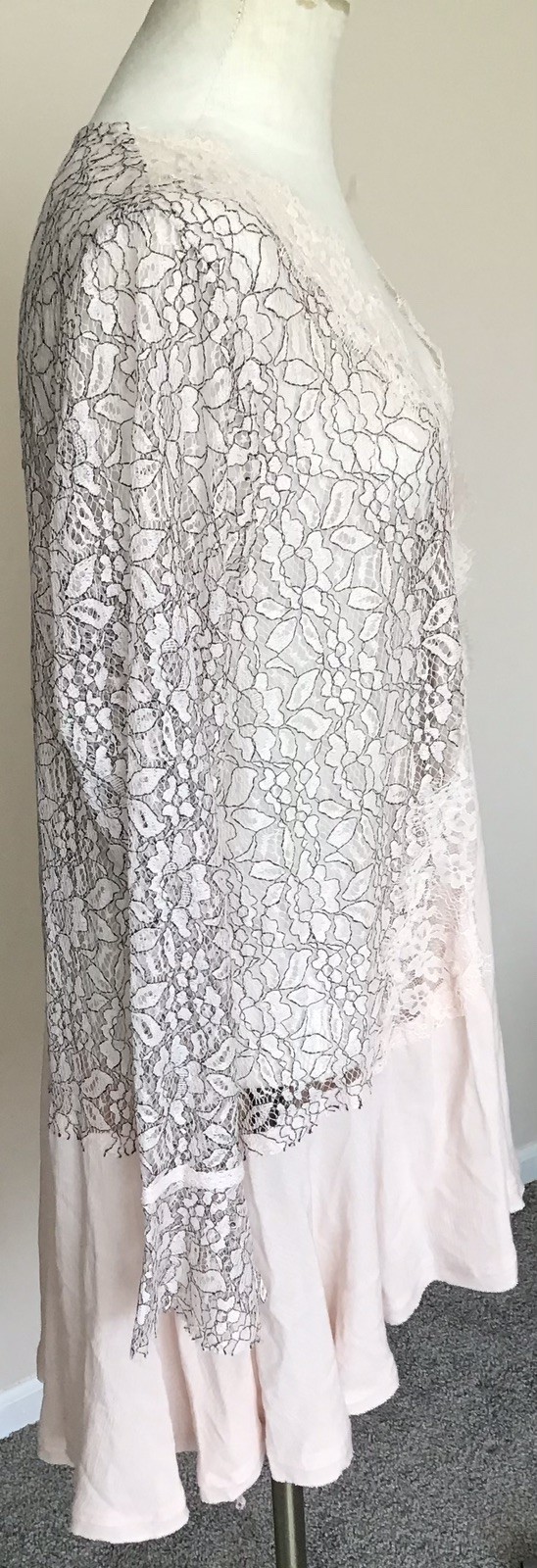 NWT Midnight Velvet Embroidery Rayon Lace Floral Cardigan Cottagecore Sz L PINK