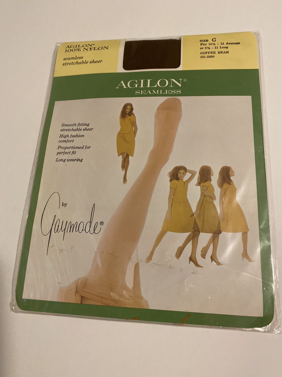 1PR VINTAGE GAYMODE Pennys NYLON STOCKINGS SZ 10-1/2 To 11 Avg Coffee Bean