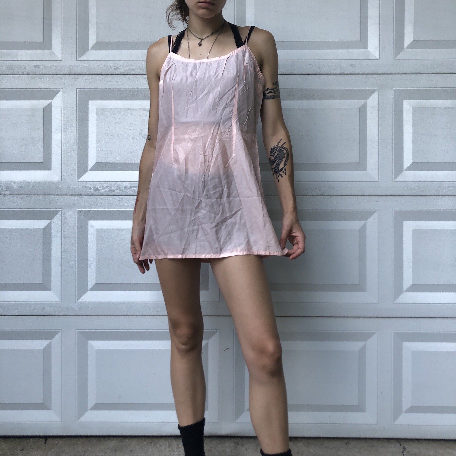 Vtg 90’s Anna Sui Henri Bendel NY baby Pink Slip Dress Lingerie Size S Design AS
