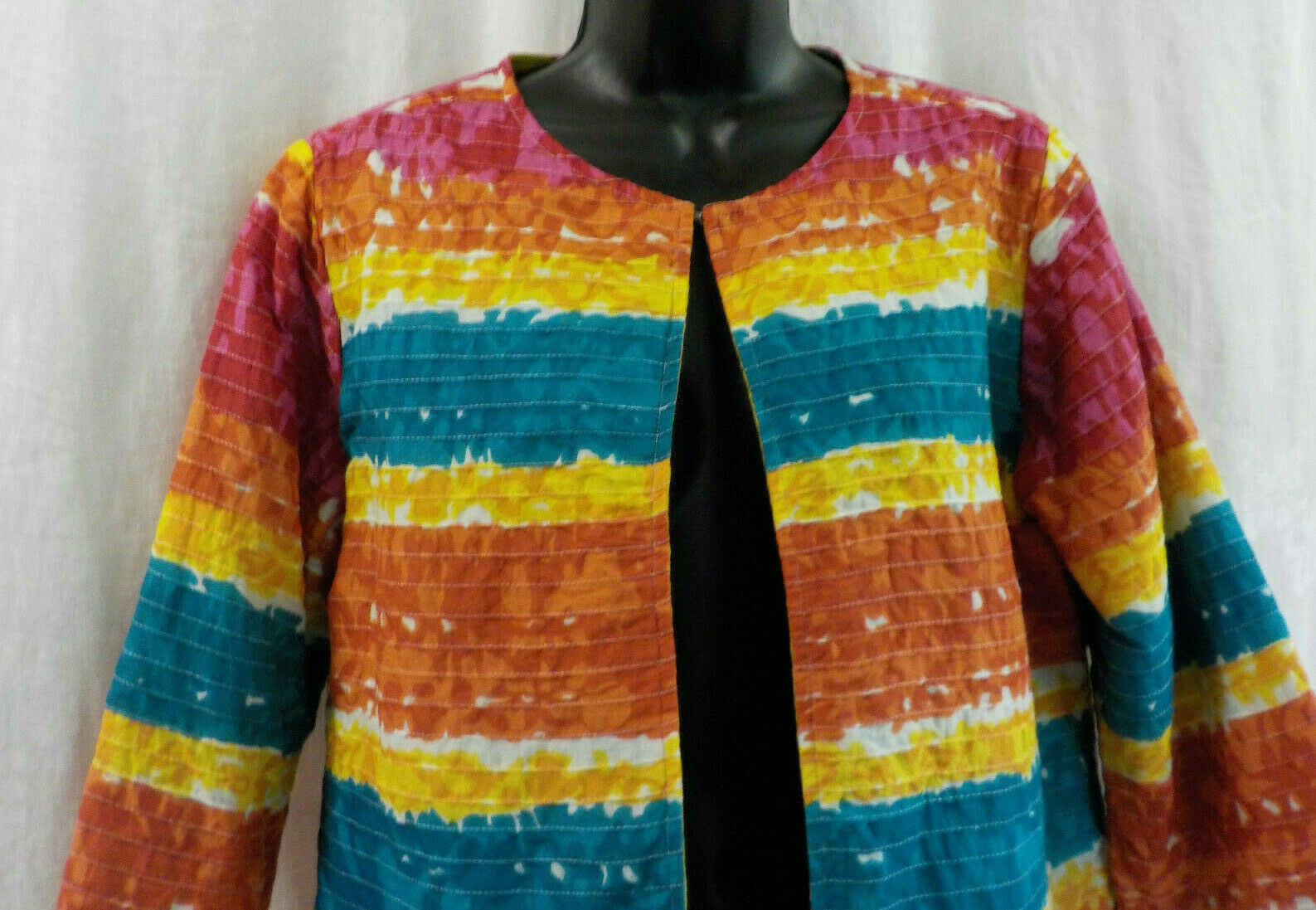 Vintage Choices 1980’s Jacket Size S Color Block + 100% Cotton 3/4 Sleeves Lined