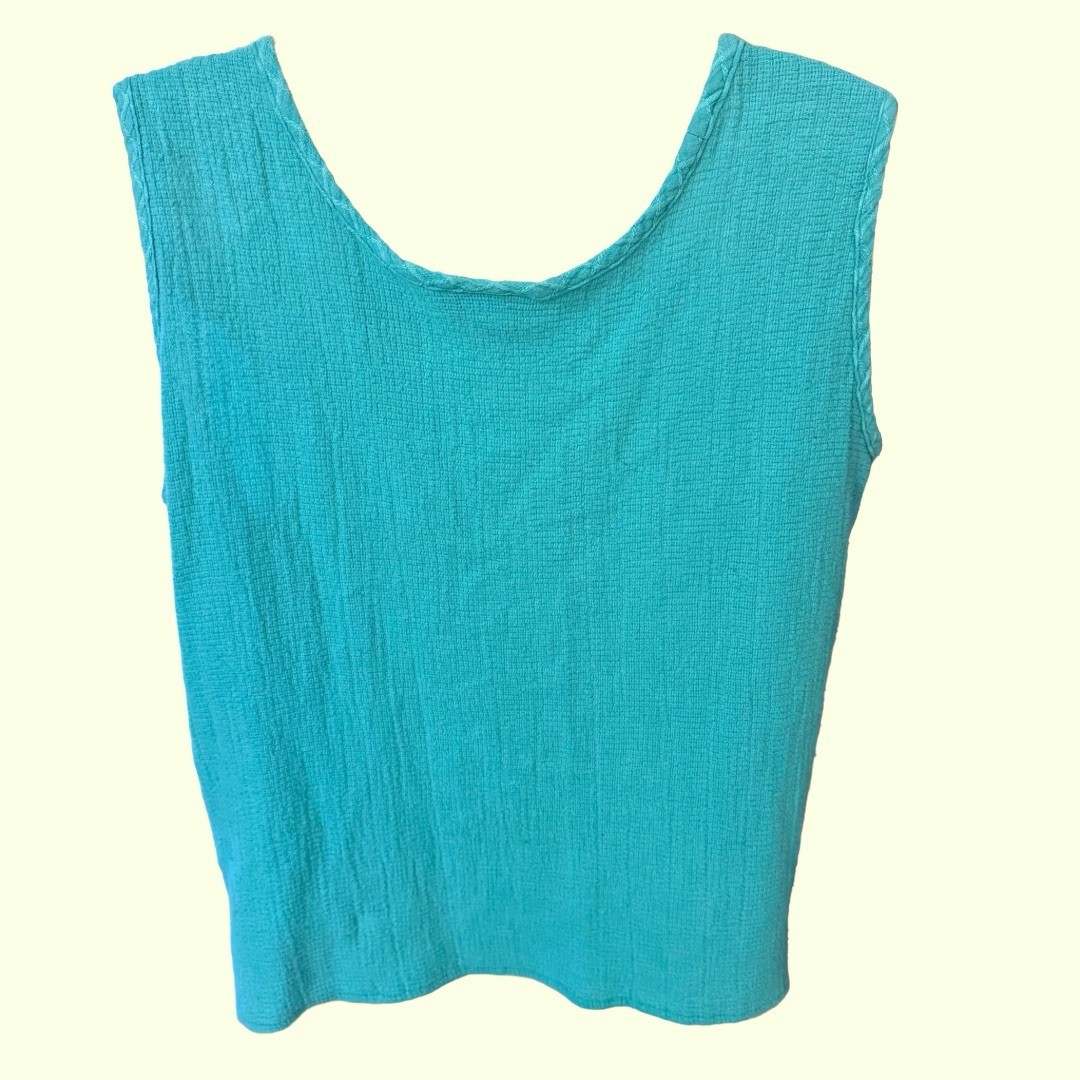 Vintage 80s Mark Fore & Strike Two Piece Teal Tank Top & Button Up Set Size L