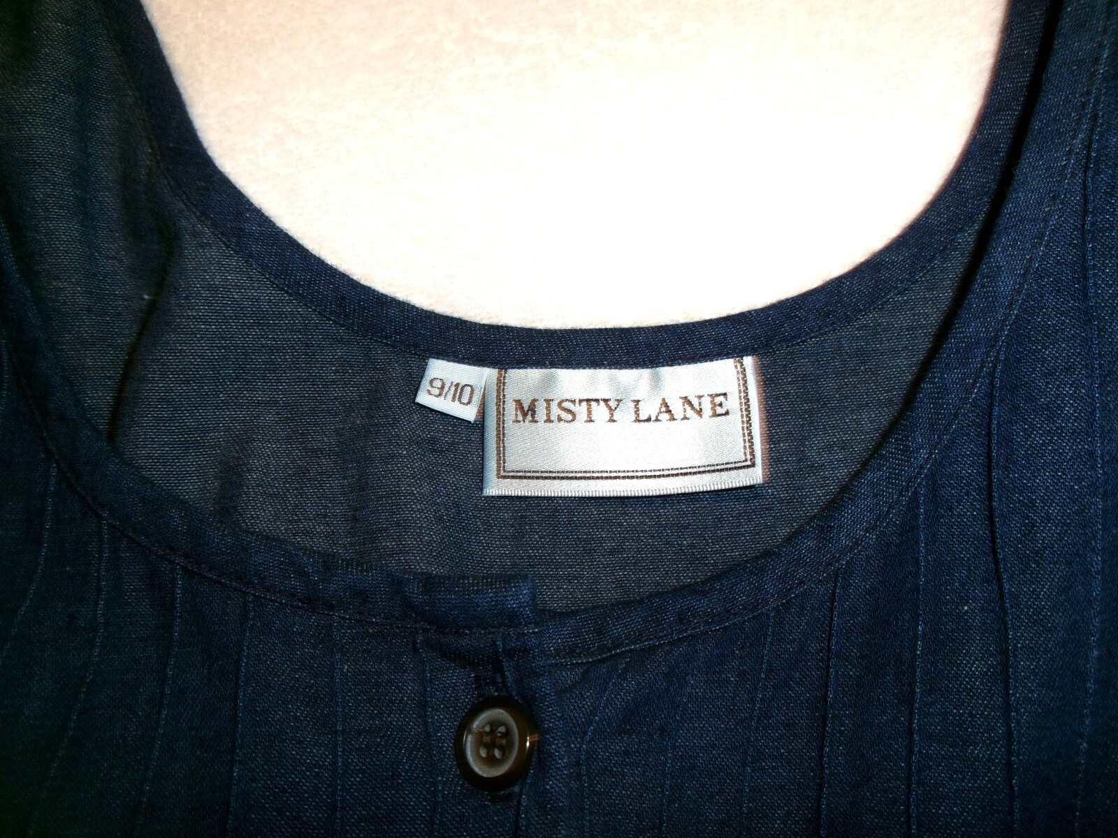 Vtg Misty Lane Jean Dress Full Skirt Fitted Bodice Union Made Cottagecore 9-10