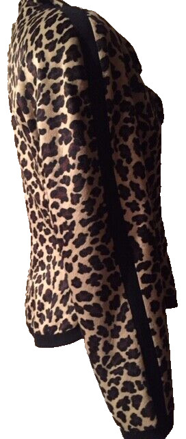 Vintage Rina Rossi 10 Leopard Animal Print Velour Print Blazer Jacket # 3145