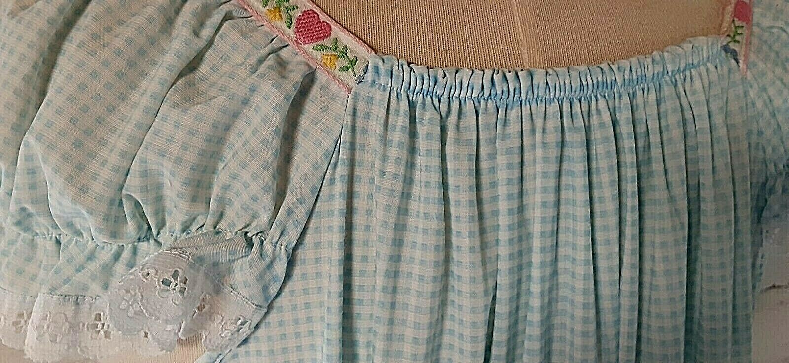 42″ underarm Jennifer Dale 1970s vintage nightgown Nylon Gingham Hippi Country