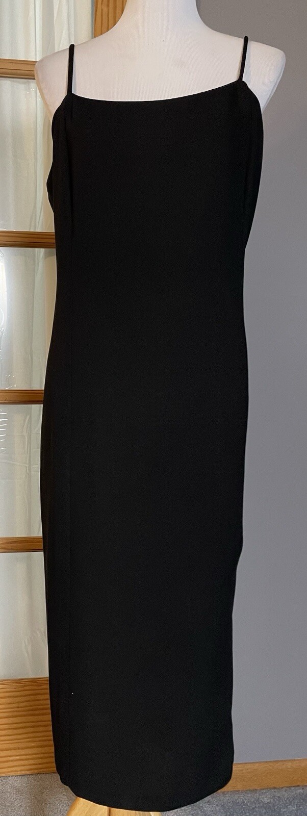 70s Formal Slip Midi Dress 2XL Black Eveningwear Whimsigoth Minimalist Cocktail