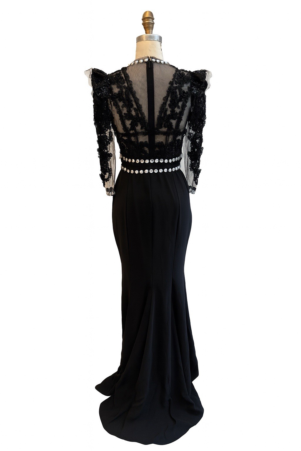 Dolce & Gabbana FW 2010 Runway Black Evening Gown w/ Crystal Trim IT 38