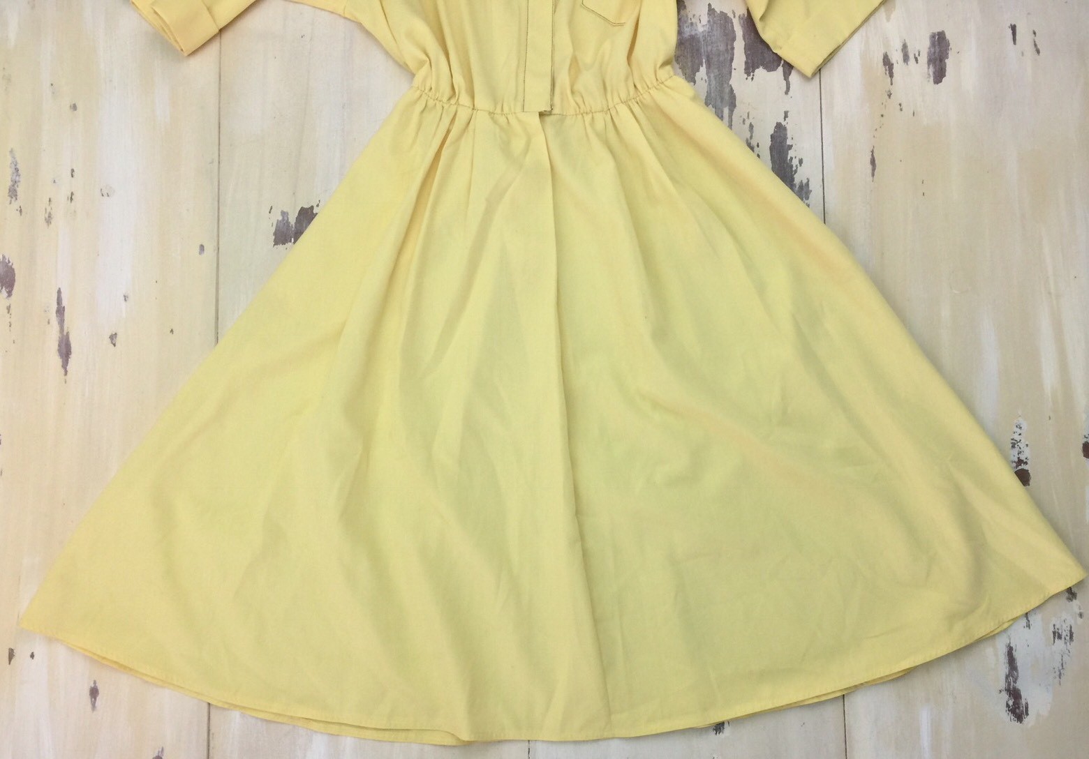 PETITES by WILLI – Vtg 60s Yellow Pin-up Mom Dress, Shoulder Pads, Womens 10 10P