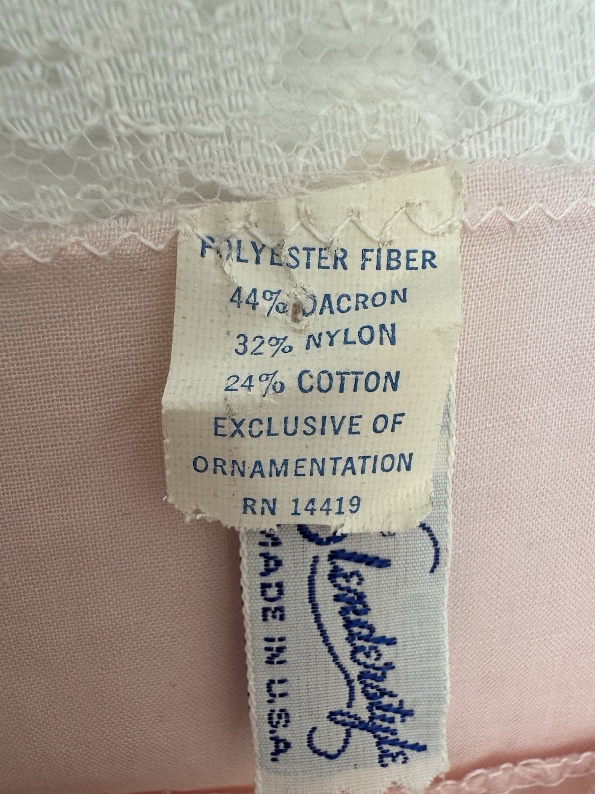 Vintage 1950 Slender Style baby pink Nightgown Rayon Nylon XL 48-50