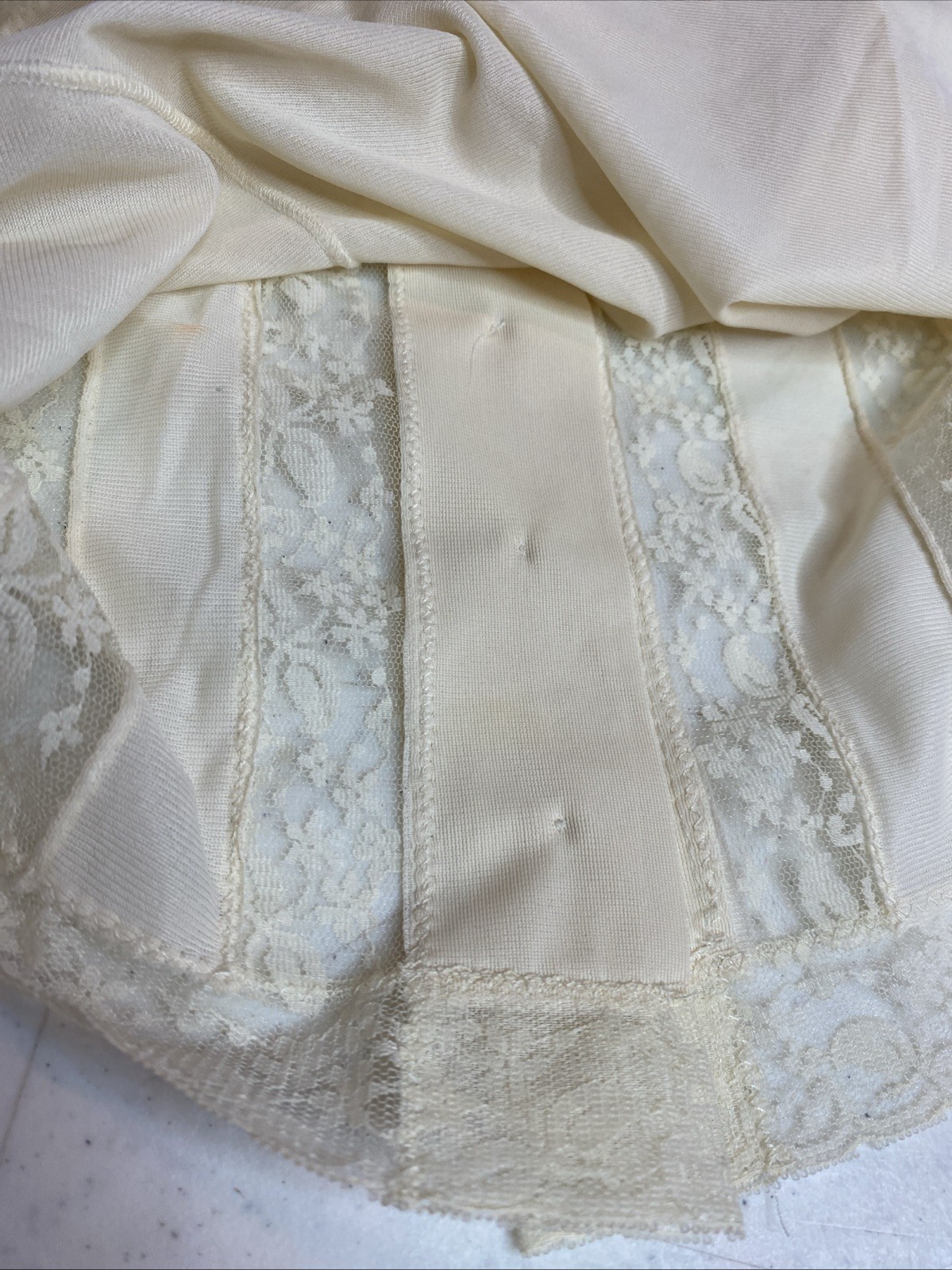Vtg Nylon Corset Style Ivory Nylon Lace Button Front Lingerie Tank Top
