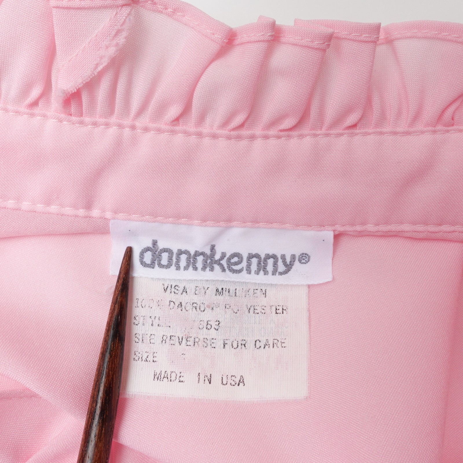Vintage Donn Kenny Womens Large Ruffle Long Sleeve Button Modest Granny Pink