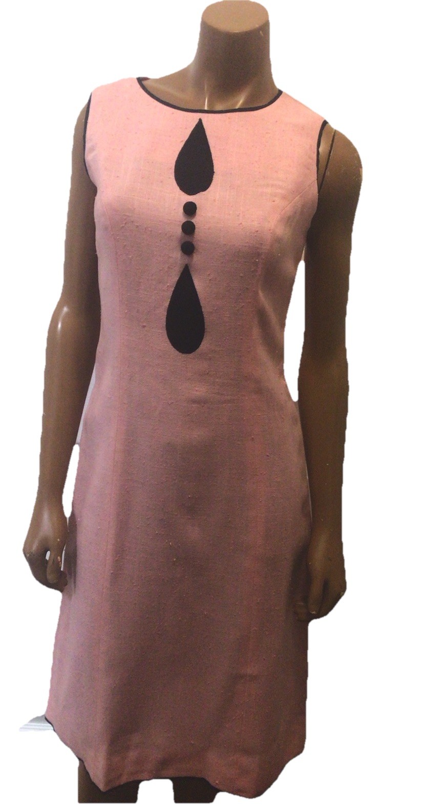 UNIQUE Vintage 1960’s MCM Mod Pink & Black Shift Dress by Carlette Size 5