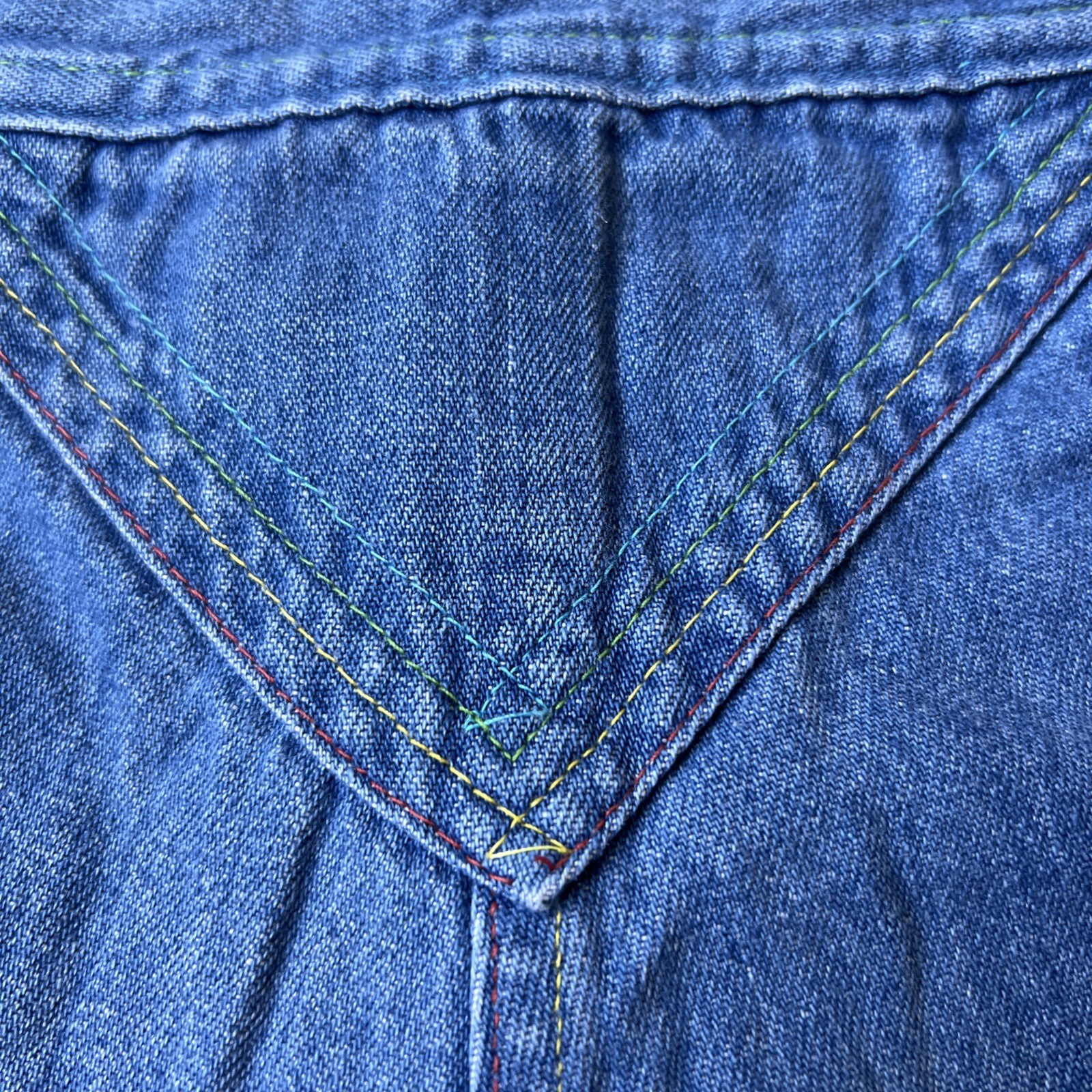 Vintage Plush Bottoms Denim Shorts Women’s XS Rainbow Stitch Talon Zip USA