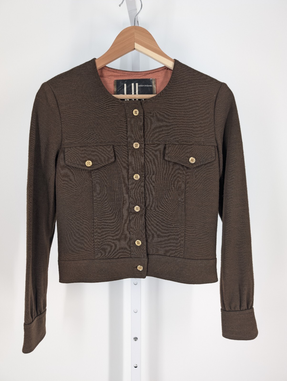 Clothes by Samuel Sherman Vtg 70s UK England Knit Mod Brown Trucker Jacket 34″