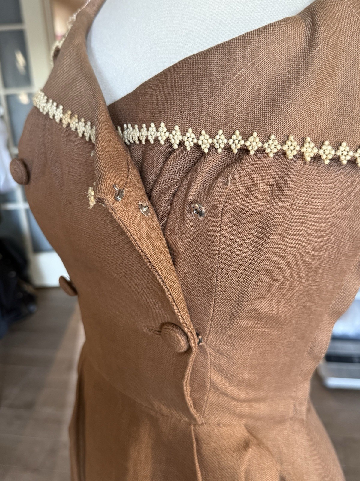 1950s Vintage Brown Dress Pencil Skirt Rockabilly Paramount Studios 50s