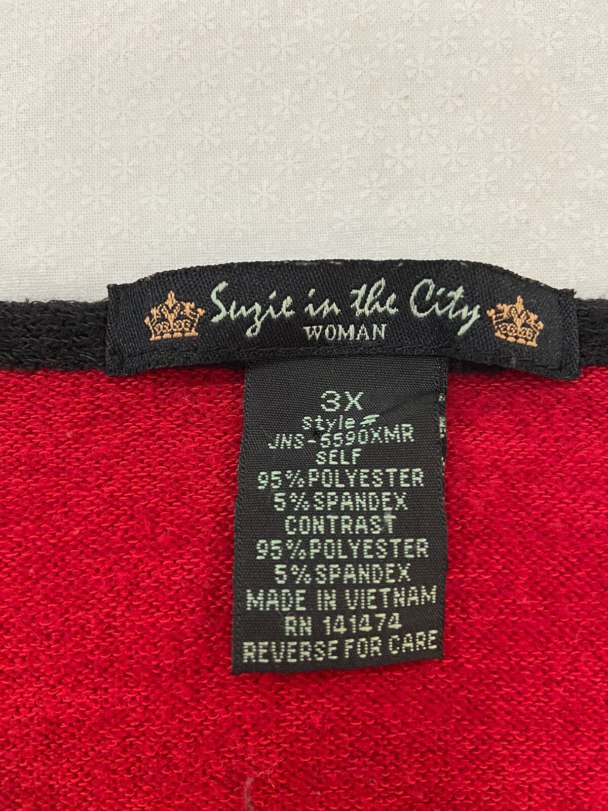 Vintage Suzie in The City Sweater 3XL Red/Black Short Sleeve Silver Trim