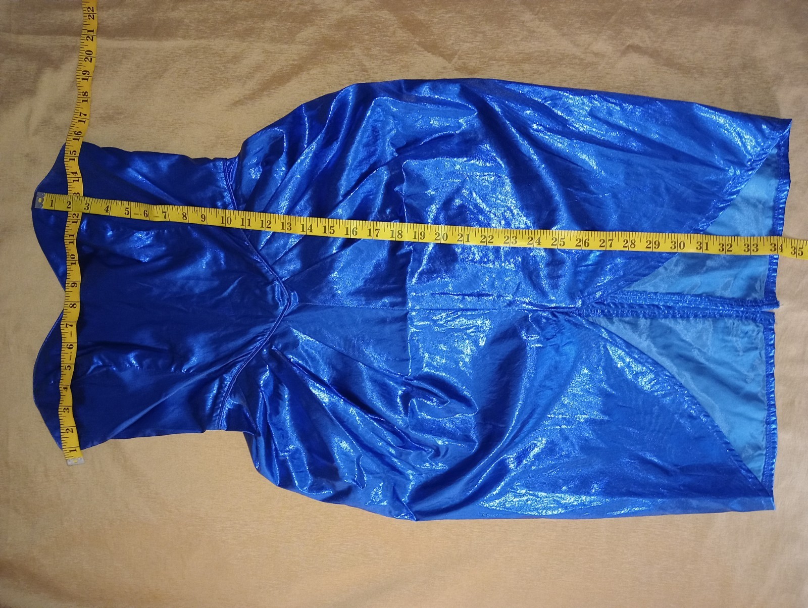 Vtg 80s Couture L.A. GLO dress metallic blue strapless bodycon peplum boning