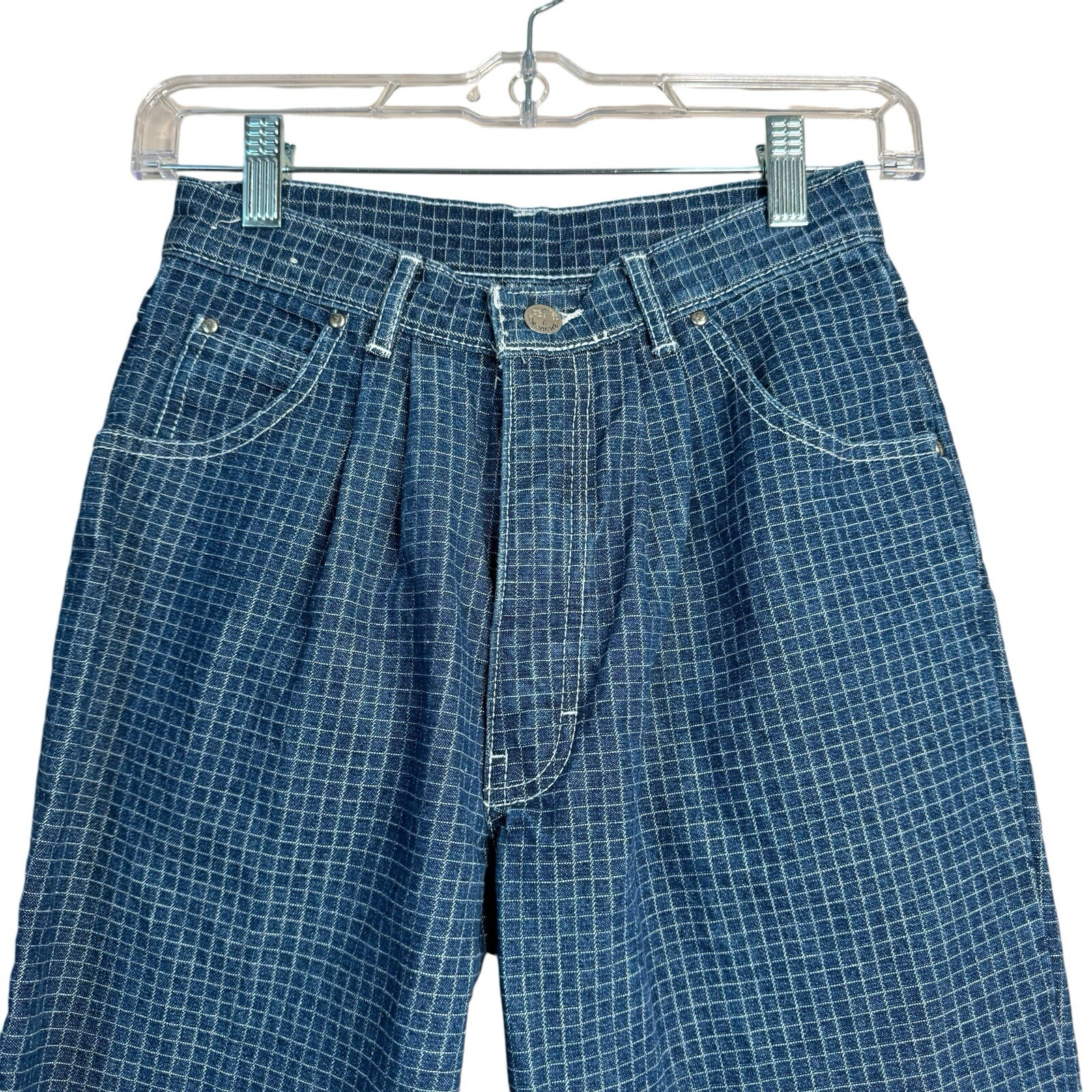 Vintage Jordache Jeans Grid High Rise Tapered Leg Juniors 12/28 Actual 26”x29”