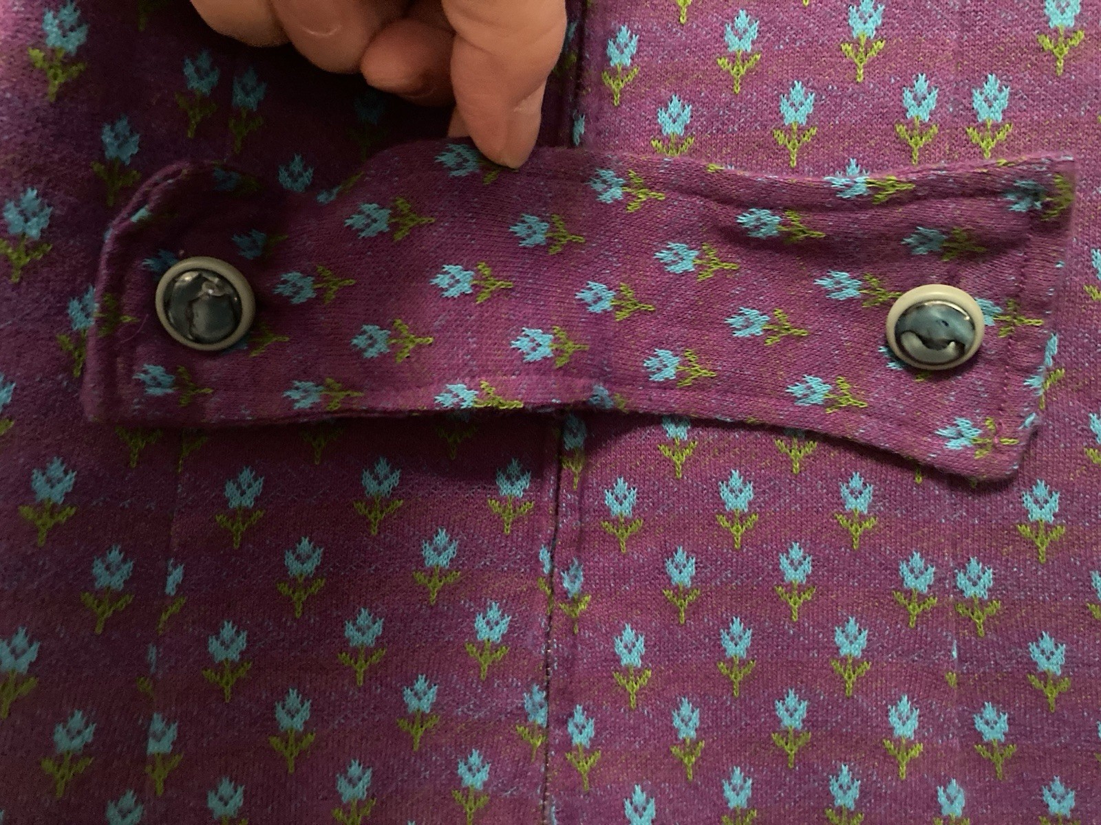 Vintage 1960s 70s Cottage Core Tulip Purple Dolly Mock Neck Groovy Mini M/L
