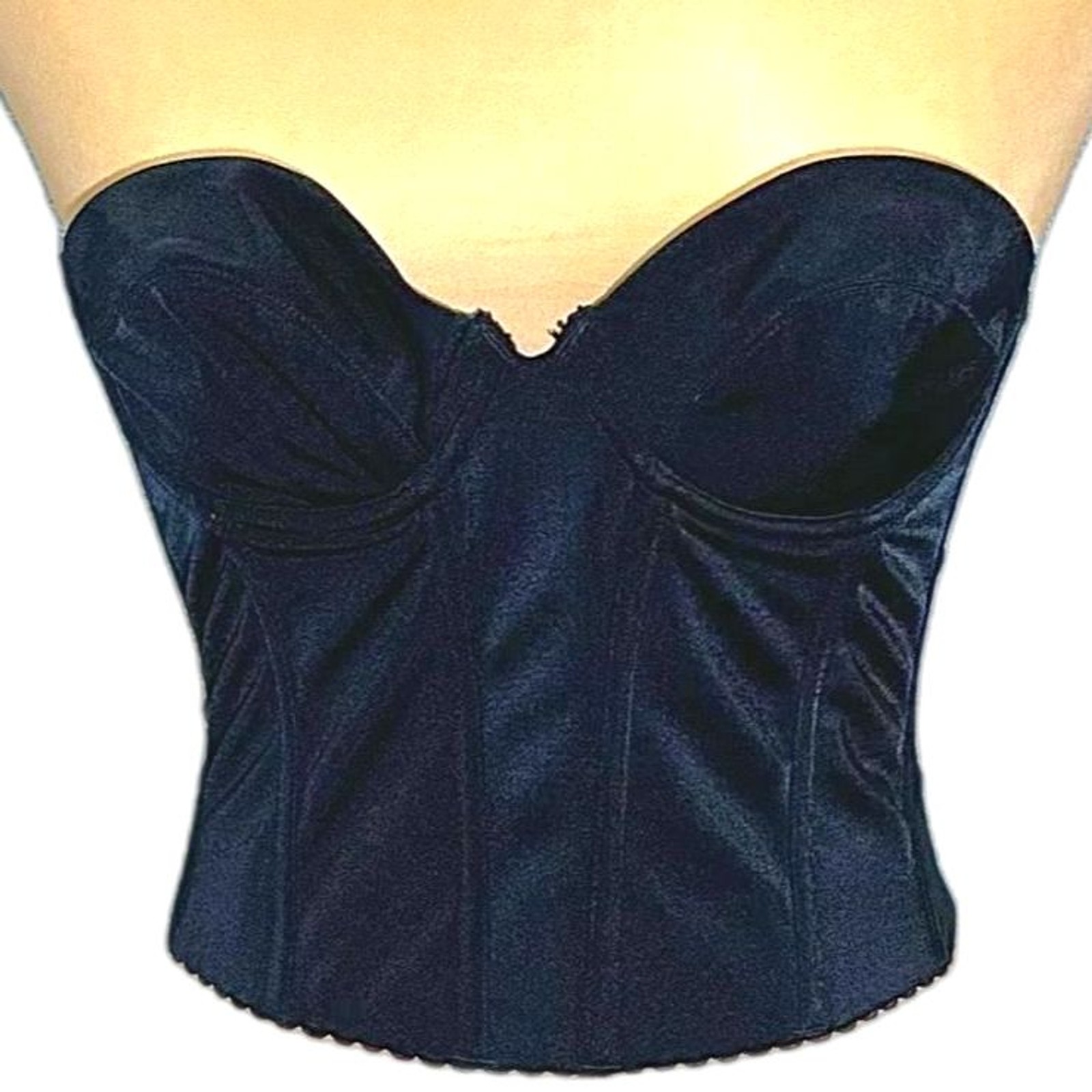 Vintage 1980s Natori Black Structured Low Back Strapless Bustier Corset Top 36A