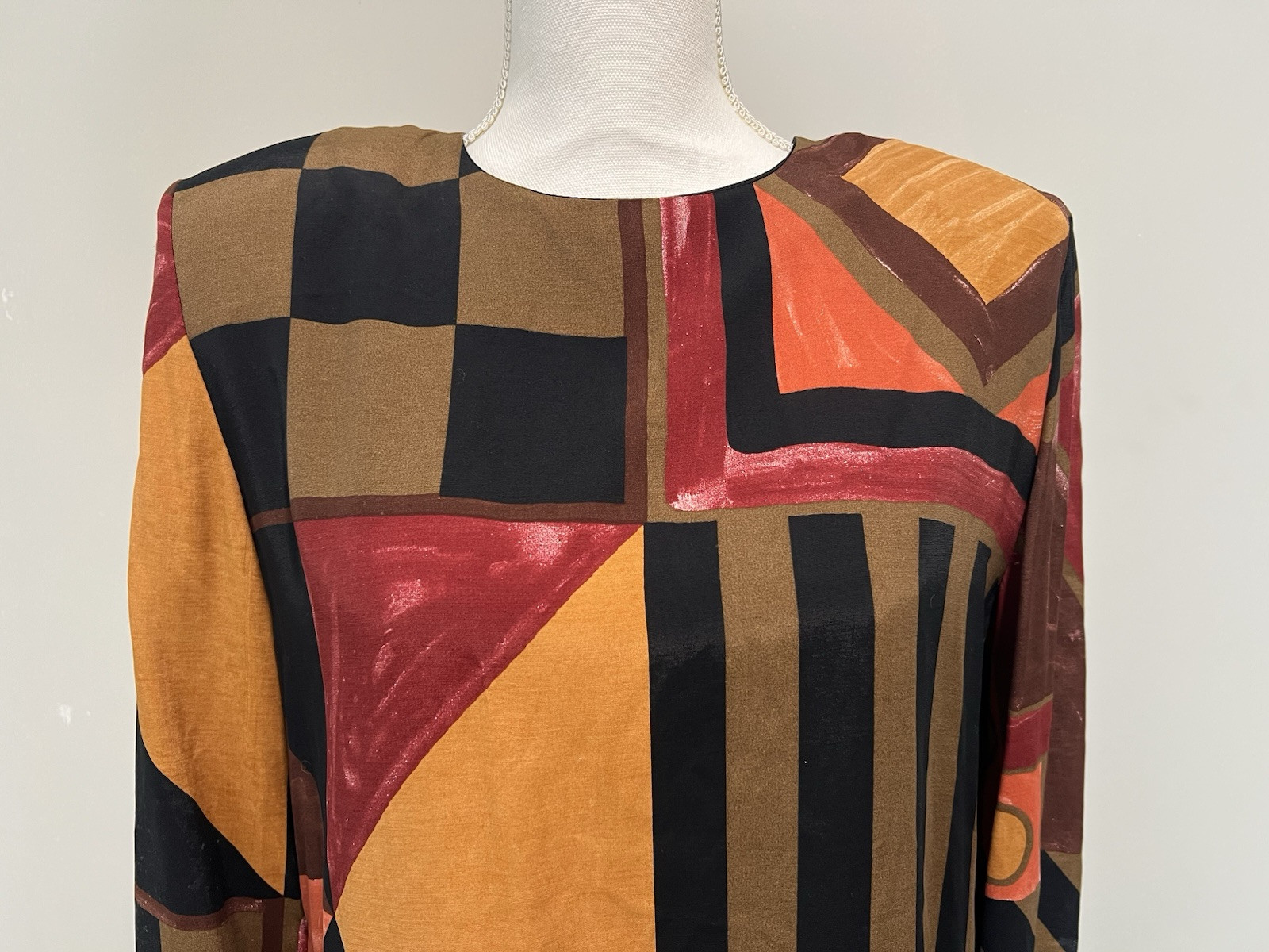 80s/90s Just In Thyme LTD. Multicolored Abstract, Geometric Printed Dress Size 8