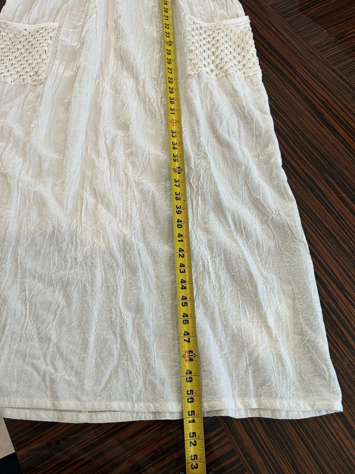 VTG Sharade Of California Cotton Cream Maxi Dress With Crochet Detail NWT Sz 10