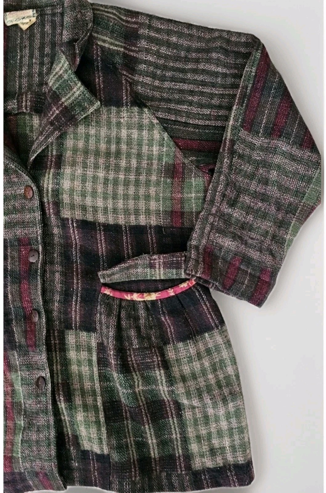 Vintage April Cornell 100% Wool Plaid Jacket Womens Medium Large Red Green Black