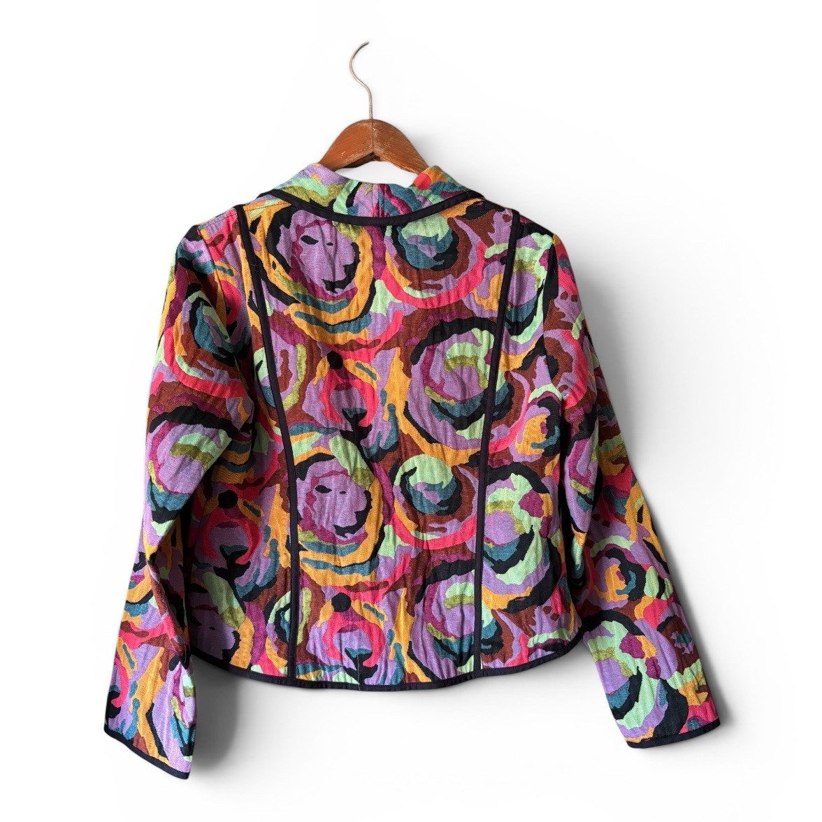 VTG Canvasbacks Multicolor Swirl Print Blazer Pink Purple & Turquoise Size M