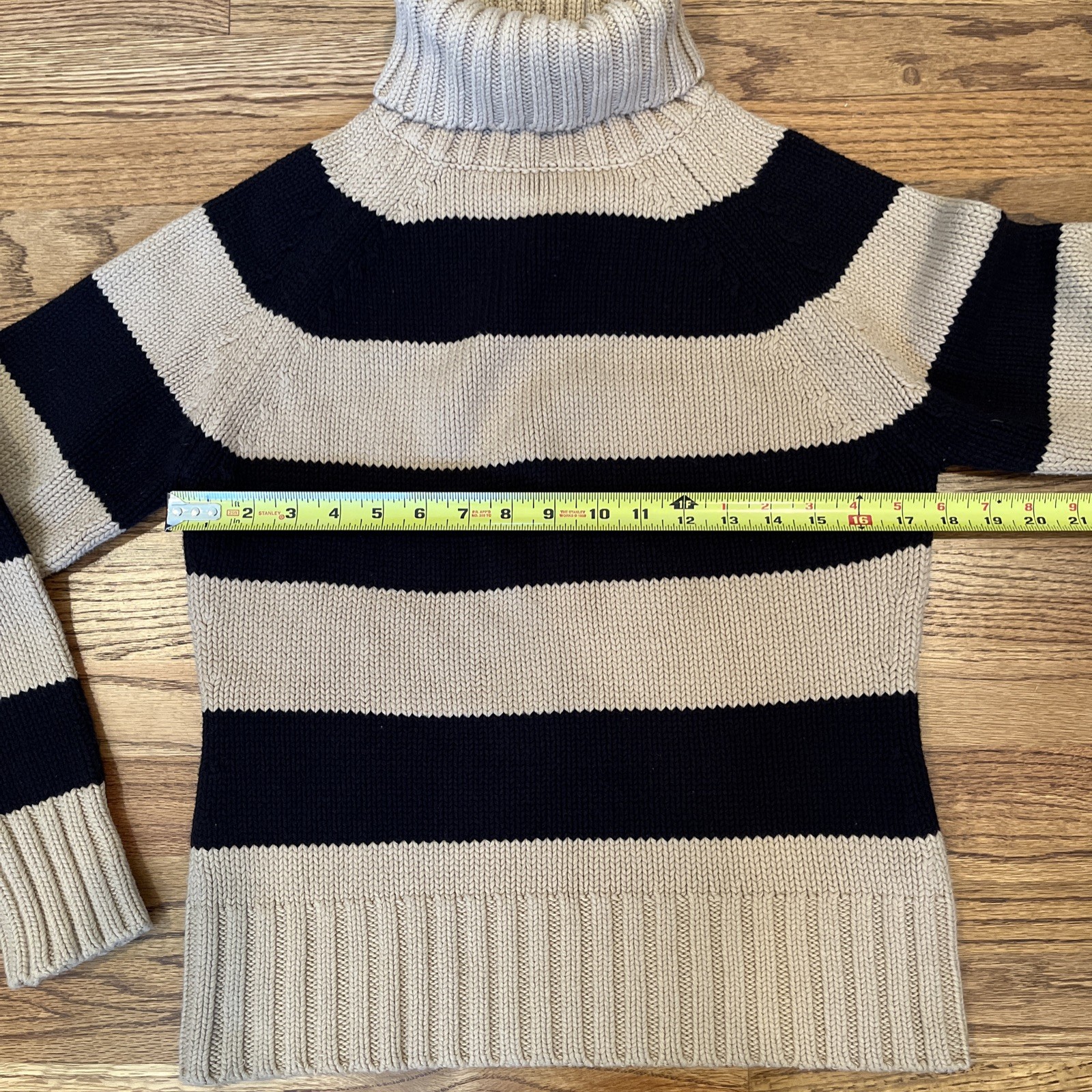 VINTAGE WOMENS GAP Y2K FALL 2002 STRIPE KNIT TURTLENECK SWEATER SMALL -MEDIUM