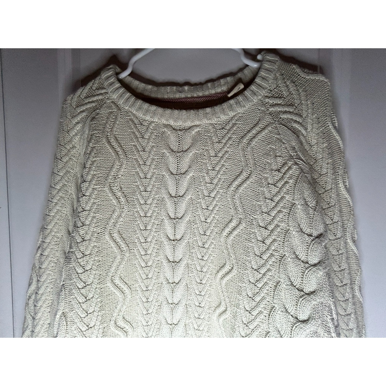 Vintage Beige Off White Cable Knitted Holiday Sweater Sz Womens XL No Flaws
