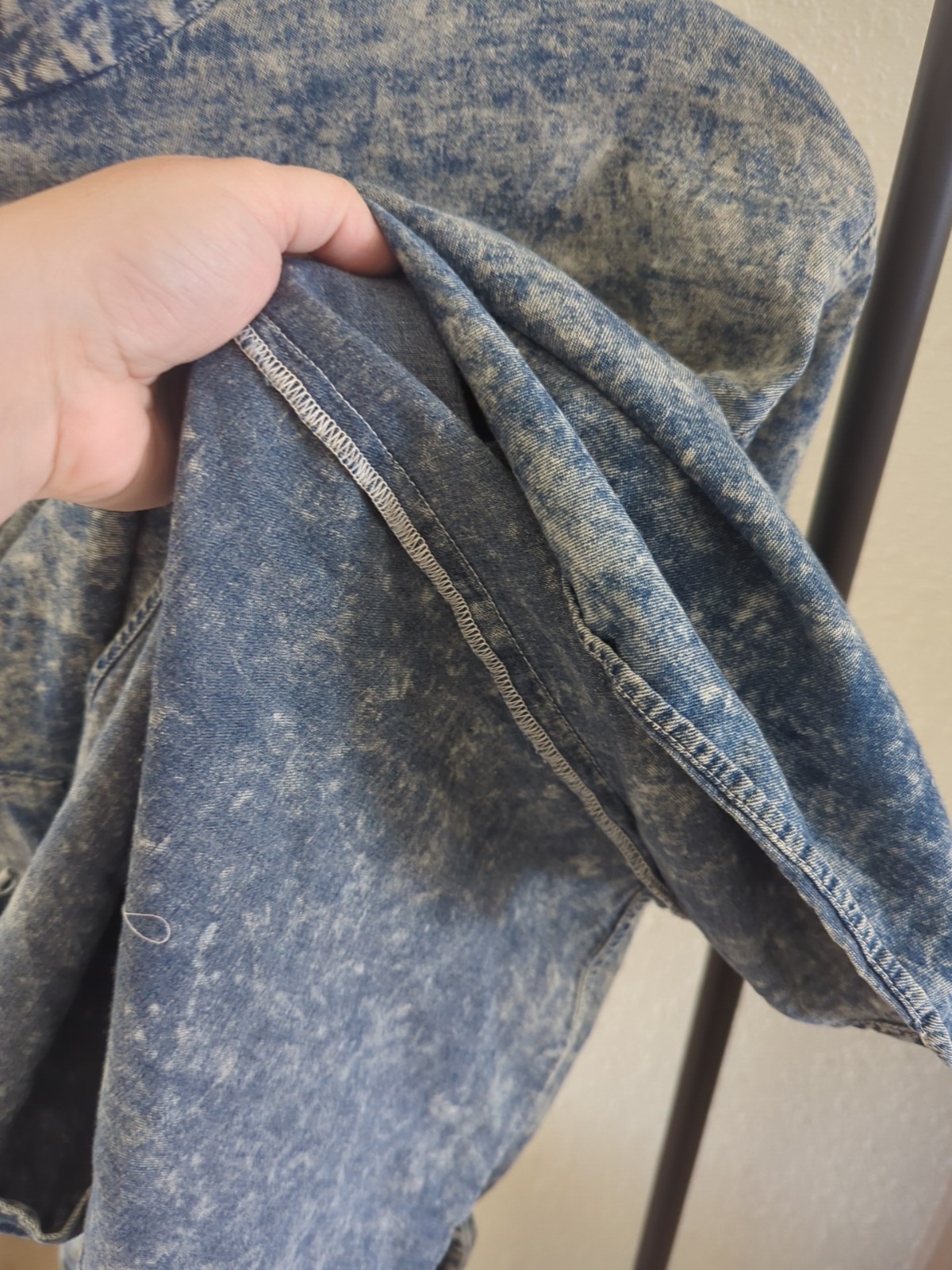 Info Vintage Acid Wash Denim Beaded Floral Shirt Betty Bleu Padded 1990’s Mom