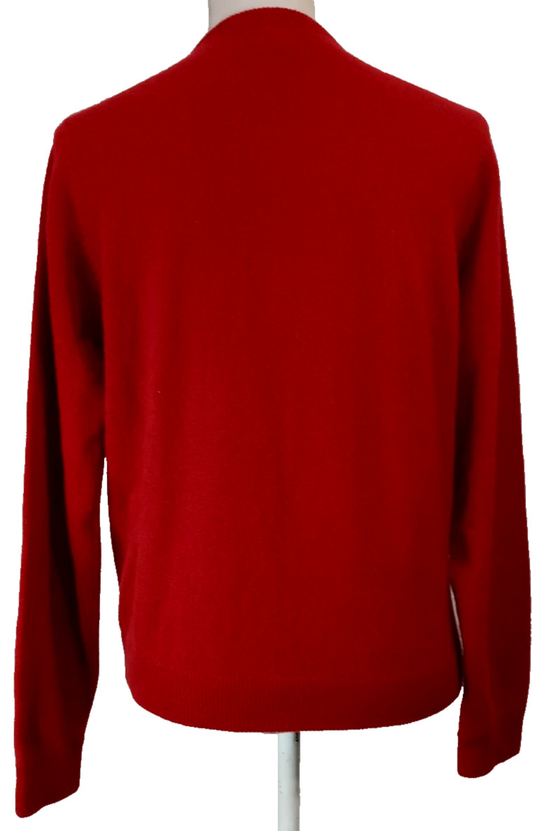 Preppy Classic VINTAGE White & Warren Cardigan Sweater Women’s L CASHMERE Red