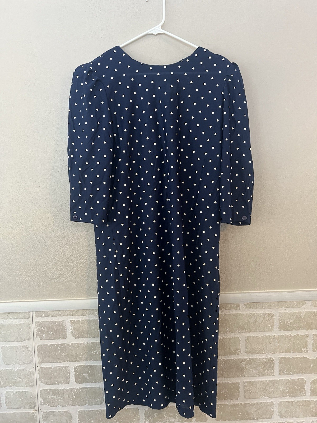 Vintage Navy Polka Dot Dress w Cropped Bolero Made USA Retro Pin-Up