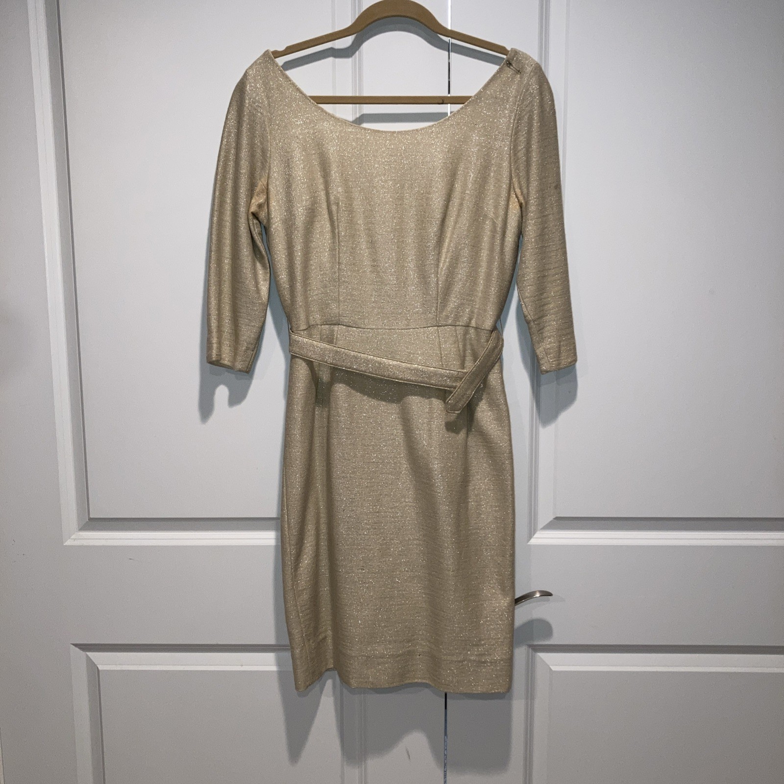Vintage Champagne Gold Shift Formal Party Dress Mod MCM S 1960s