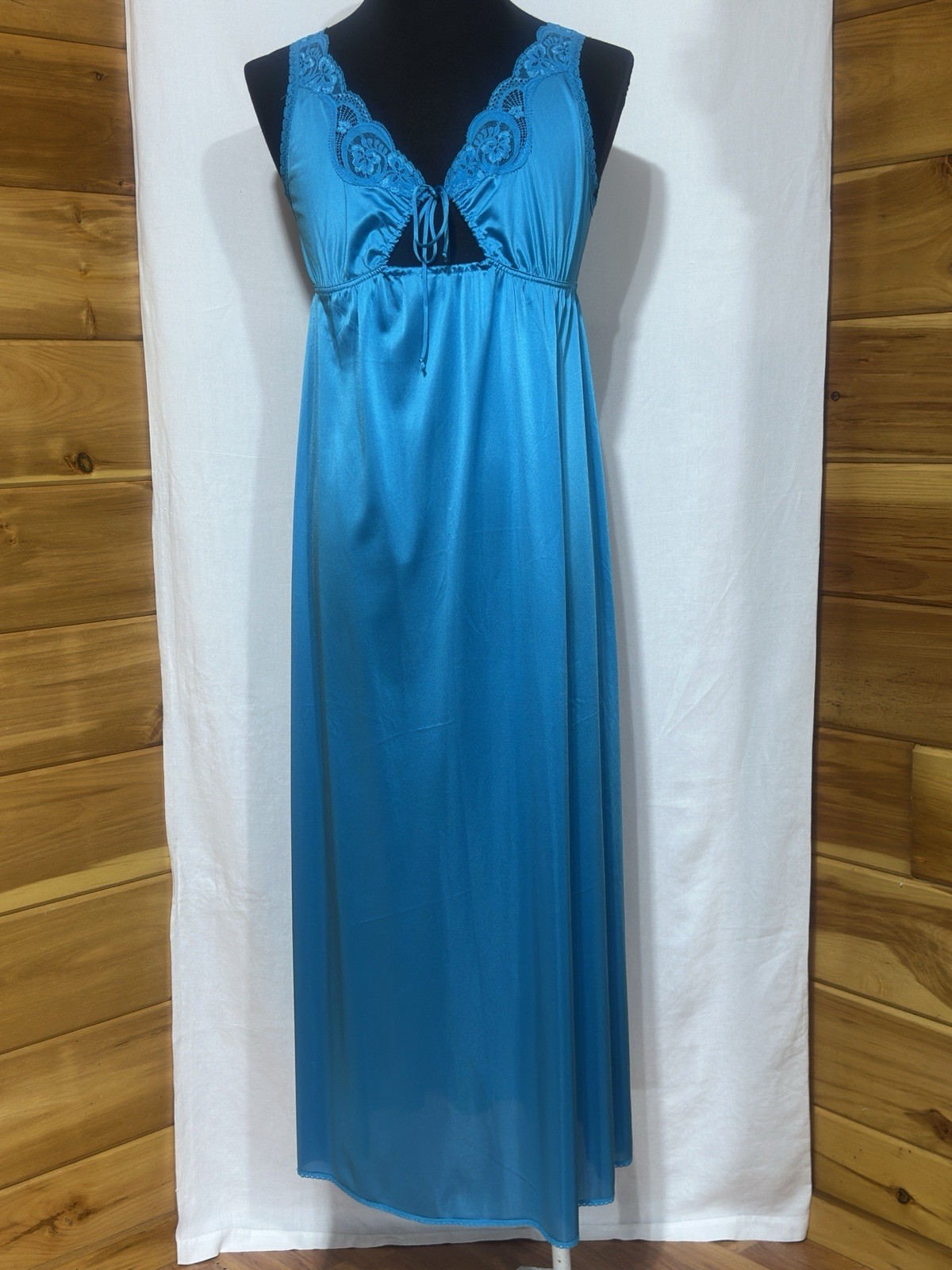 Vintage Miss Elaine Teal Peignoir Set Robe Nightgown Union Made Cottagecore S